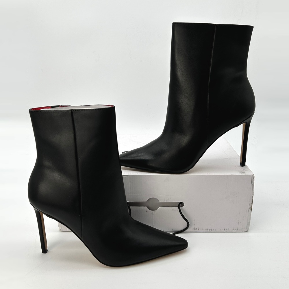 Womens Stiletto Ankle‎ Boots ALDO Guavaberry Size 11 Black Leather Side Zip NEW